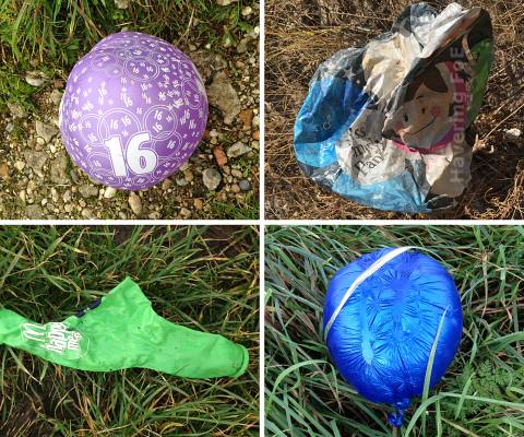 Four discarded balloons